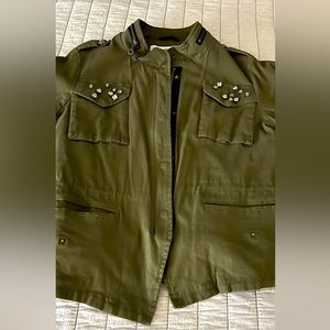 Army green with some bling jacket.